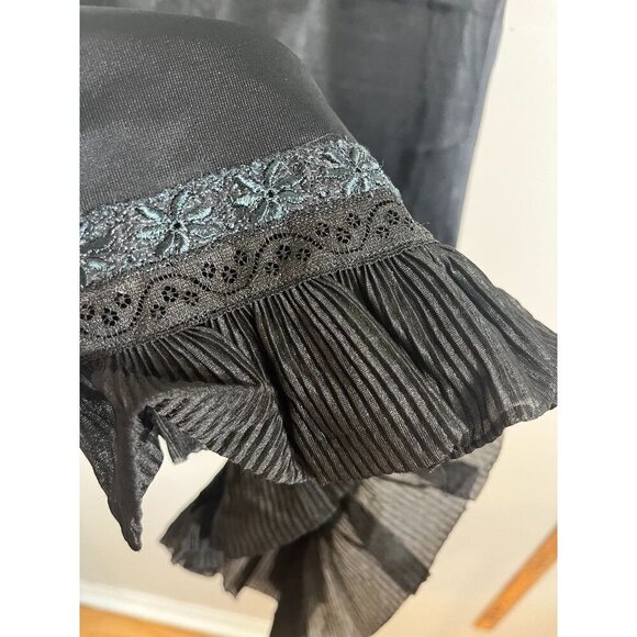 Vintage Floral Lace Lingerie Slip Dress Black 34 Sexy Feminine Grunge 60s Pin Up - Picture 3 of 9